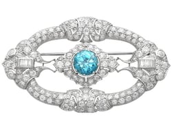 Art Deco High Zircon Brooch with Diamonds for Sale