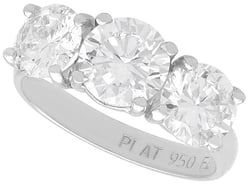 2.86 Carat Diamond Trilogy Ring in Platinum for Sale