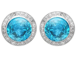 Vintage Blue Zircon Earrings with Diamonds
