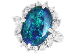 Vintage Black Opal and Diamond Ring in Platinum