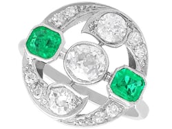 1920s Emerald and Diamond Ring in White Gold