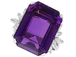 Emerald Cut Amethyst Ring with Diamonds for Sale