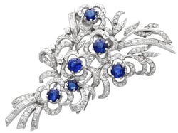 Sapphire and Diamond Spray Brooch in Platinum