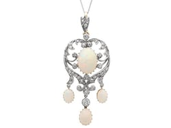 Opal and Diamond Pendant Necklace