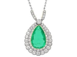 Antique Pear Cut Emerald Pendant for Sale