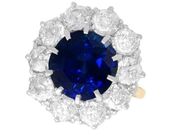 Sapphire and Diamond Cluster Ring in Yellow Gold