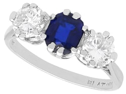 Sapphire Trilogy Engagement Ring in Platinum