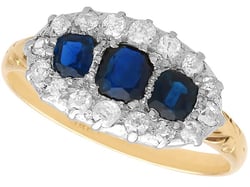 Antique Sapphire & Diamond Triple Cluster Ring