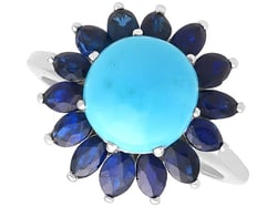 Vintage Turquoise and Sapphire Cluster Ring