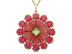 Peridot and Pearl Plique a Jour Pendant for Sale
