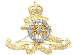 Gold Royal Artillery Brooch with Diamonds