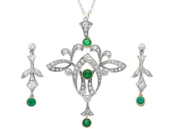Antique Emerald and Diamond Pendant Brooch