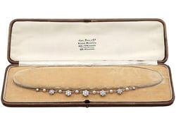 Floral Diamond and Pearl Necklace in Platinum
