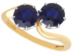 18k Gold Sapphire Twist Ring - Antique 