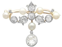 Antique Pearl and Diamond Cluster Brooch