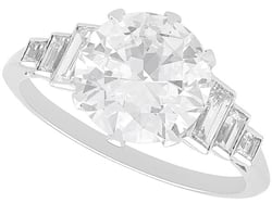 2.5 Carat Diamond Solitaire with Baguettes - Art Deco