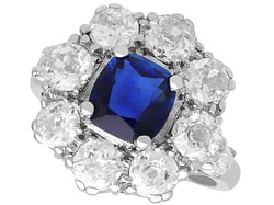 1920s Cushion Cut Sapphire Cluster Ring for Sale