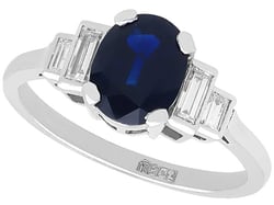 1.95ct Oval Sapphire & Baguette Cut Diamond Ring