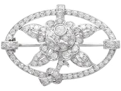 Edwardian Floral Diamond Brooch in Platinum