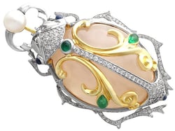Scarab Beetle Brooch with Gemstones