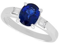 Oval Sapphire Ring with Diamond Shoulders for Sale