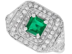 Square Emerald Cluster Ring in Platinum