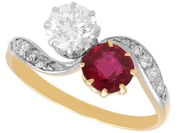 Edwardian Ruby and Diamond Twist Ring