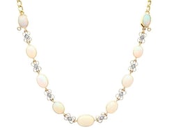 Victorian Opal Diamond Convertible Necklace Bracelet Set
