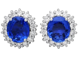 Vintage Sapphire and Diamond Cluster Earrings
