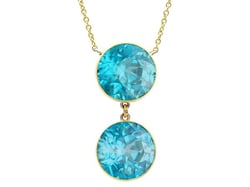 Blue Zircon Pendant in Yellow Gold for Sale