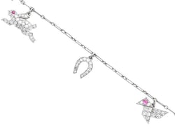 Antique Diamond and Ruby Charm Bracelet