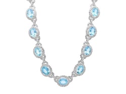 Diamond and Aquamarine Necklace in White Gold