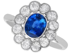 Sapphire Cluster Ring with Old European Diamonds