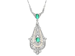 Antique Pearl and Emerald Pendant with Diamonds