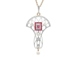 Ruby and Diamond Openwork Pendant