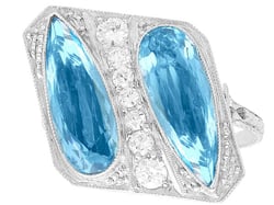 1920s Pear Cut Aquamarine Cocktail Ring