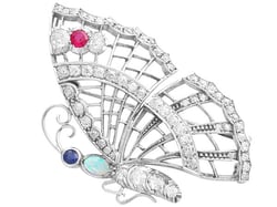 Diamond Butterfly Brooch with Gemstones