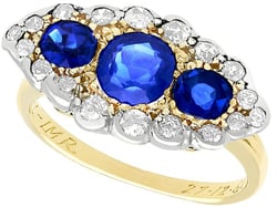 Antique Blue Sapphire and Diamond Ring