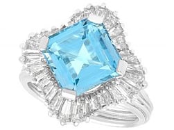 Vintage Aquamarine and Diamond Ring
