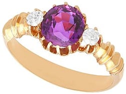 Antique Purple Sapphire Ring with Diamonds