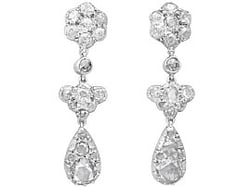 Victorian Diamond Drop Earrings in White Gold