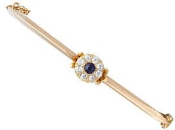 Antique Sapphire Cluster Gold Bangle for Sale