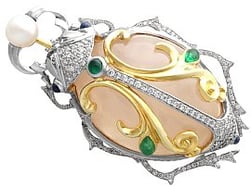 Scarab Beetle Brooch with Gemstones
