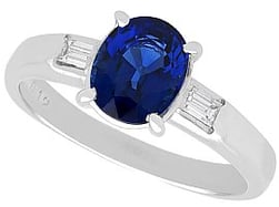 Oval Sapphire Ring with Diamond Shoulders for Sale
