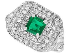 Square Emerald Cluster Ring in Platinum
