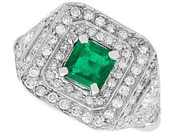 Square Emerald Cluster Ring in Platinum