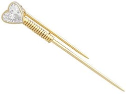 Vintage Heart Diamond Pin Brooch for Sale