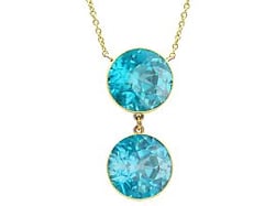 Blue Zircon Pendant in Yellow Gold for Sale