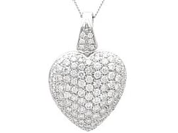 Diamond Heart Pendant Necklace in White Gold