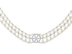 Antique Pearl Choker Necklace with Diamonds